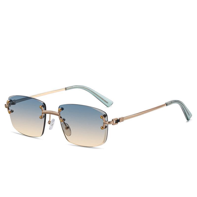 Men's Gradient Lens Rimless Square Sunglasses