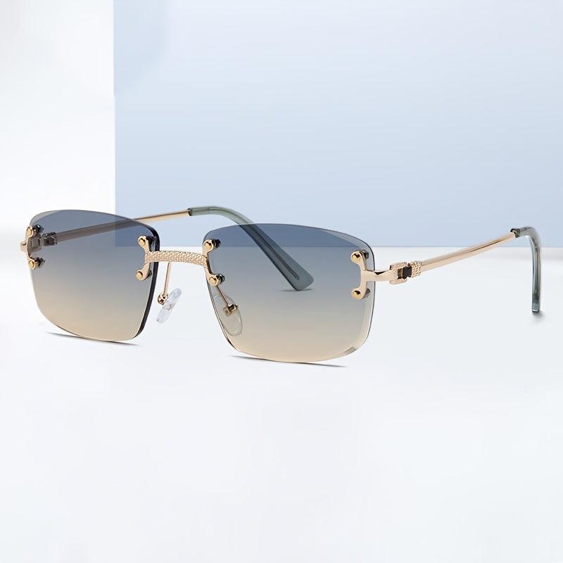 Men's Gradient Lens Rimless Square Sunglasses