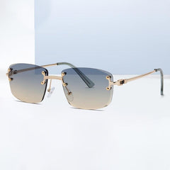 Men's Gradient Lens Rimless Square Sunglasses