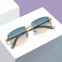 Men's Gradient Lens Rimless Square Sunglasses
