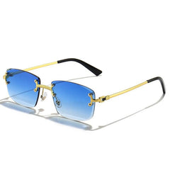 Men's Gradient Lens Rimless Square Sunglasses