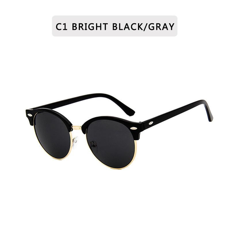 Half Rimless Metal Frame Sunglasses Classic Round Shades Eyeglasses