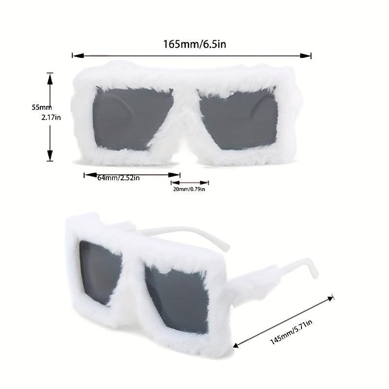 Y2K Plush Fuzzy Sunglasses Gradient Glasses UV400