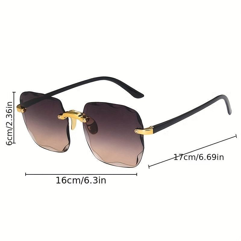 Square Rimless Sunglasses Gradient Lens UV400