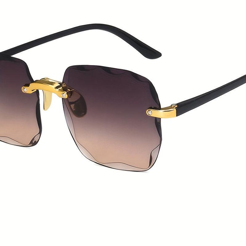 Square Rimless Sunglasses Gradient Lens UV400