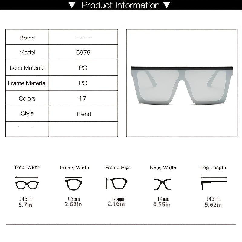 Oversized Rectangle Sunglasses Mirror Lens Gradient Shades For Women