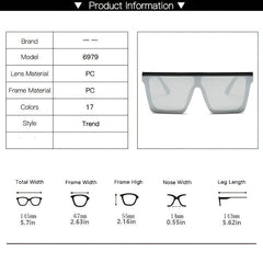 Oversized Rectangle Sunglasses Mirror Lens Gradient Shades For Women