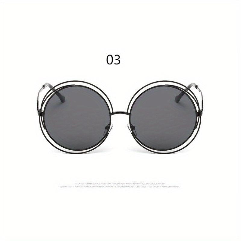 Y2K Oversized Hollow Sunglasses Round Metal UV400
