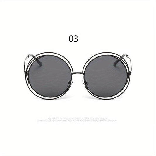 Y2K Oversized Hollow Sunglasses Round Metal UV400