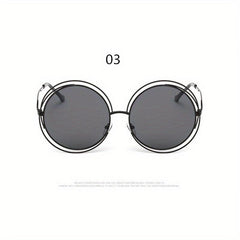 Y2K Oversized Hollow Sunglasses Round Metal UV400