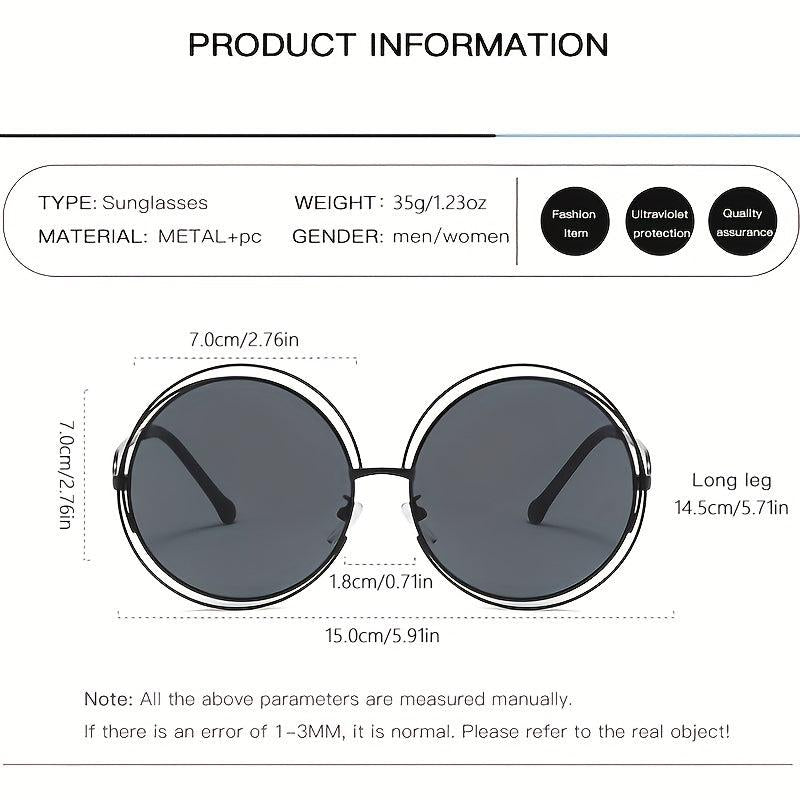 Y2K Oversized Hollow Sunglasses Round Metal UV400