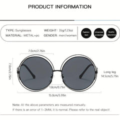 Y2K Oversized Hollow Sunglasses Round Metal UV400