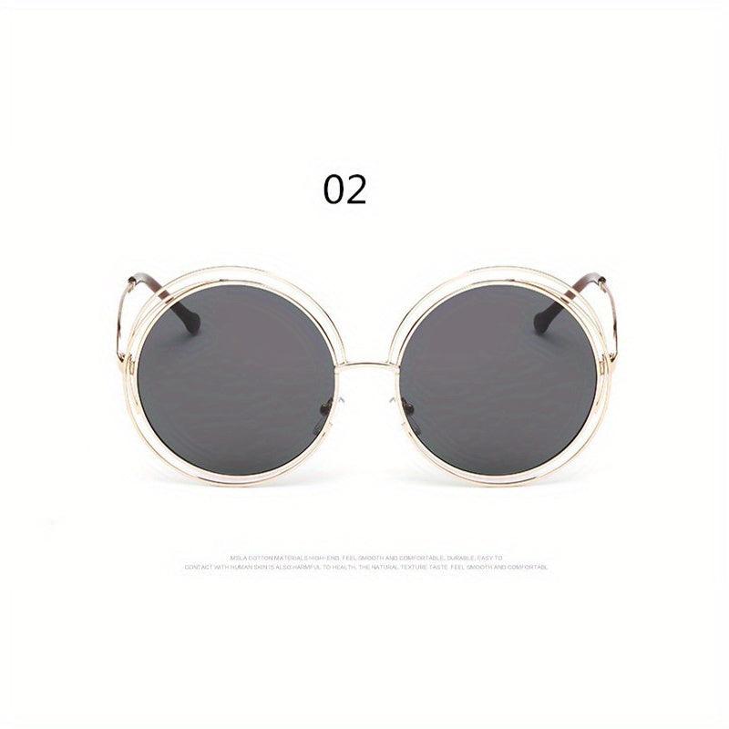 Y2K Oversized Hollow Sunglasses Round Metal UV400
