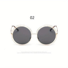 Y2K Oversized Hollow Sunglasses Round Metal UV400