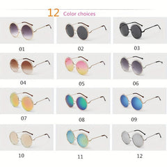 Y2K Oversized Hollow Sunglasses Round Metal UV400