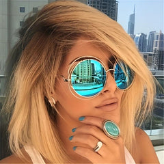 Y2K Oversized Hollow Sunglasses Round Metal UV400