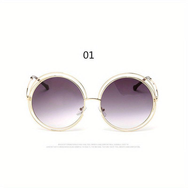 Y2K Oversized Hollow Sunglasses Round Metal UV400