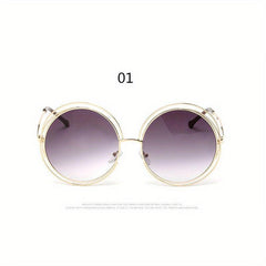 Y2K Oversized Hollow Sunglasses Round Metal UV400
