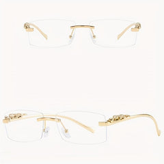 Men Rimless Metal Square Glasses