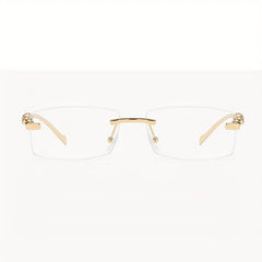 Men Rimless Metal Square Glasses