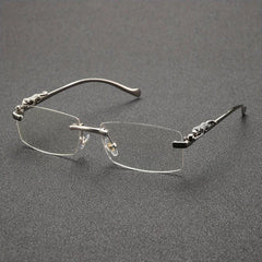 Men Rimless Metal Square Glasses