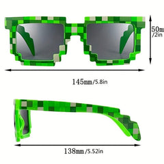 Mosaic Pattern Square Frame Sunglasses Y2K Stylish Club Outdoors Eyewear