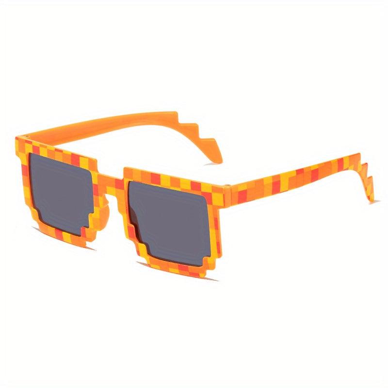Mosaic Pattern Square Frame Sunglasses Y2K Stylish Club Outdoors Eyewear