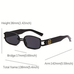 Vintage Rectangle Sunglasses 70's Square Thick Frame UV400 Protection