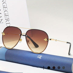 Vintage Aviator Sunglasses Metal Gradient Women's Eyewear