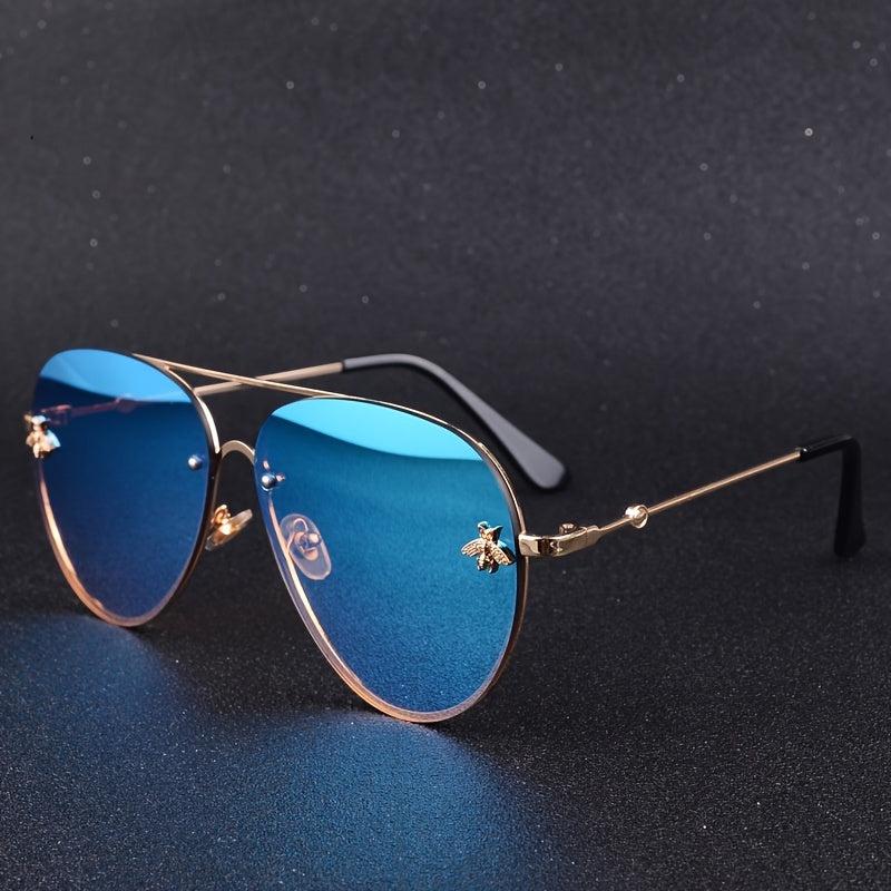 Vintage Aviator Sunglasses Metal Gradient Women's Eyewear