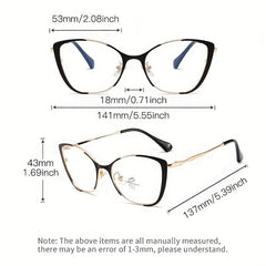 Vintage Cat Eye Metal Glasses Classic Solid Frame Light Blocking Eyeglasses