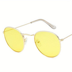 Round Metal Sunglasses Mirror Lens Glasses UV400