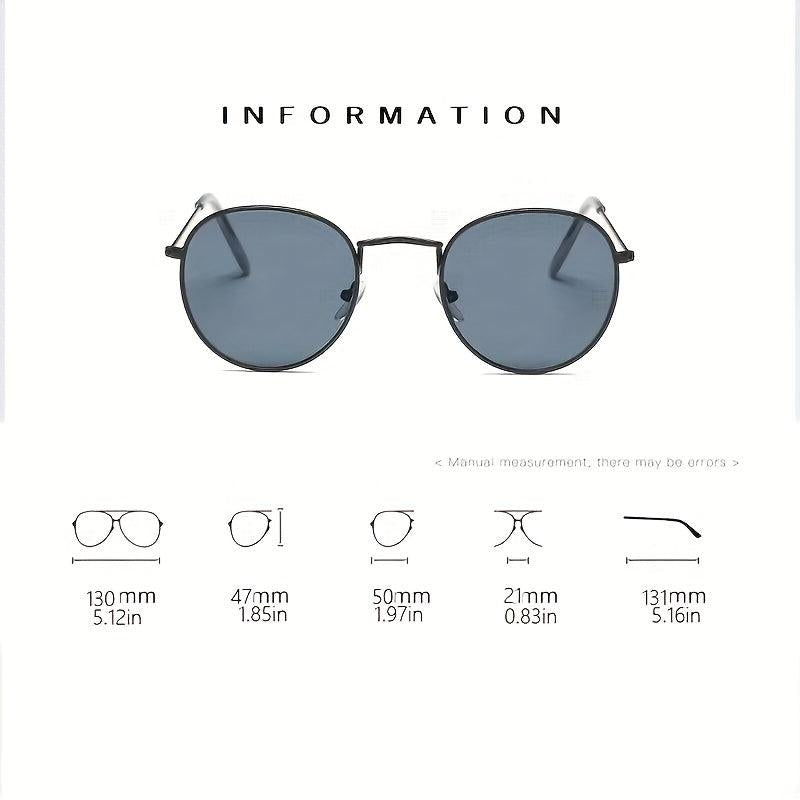 Round Metal Sunglasses Mirror Lens Glasses UV400