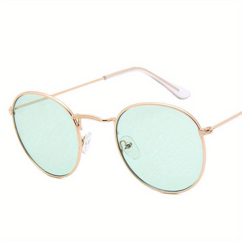 Round Metal Sunglasses Mirror Lens Glasses UV400
