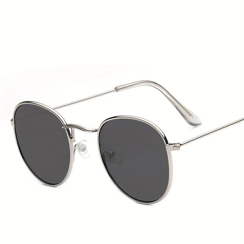 Round Metal Sunglasses Mirror Lens Glasses UV400
