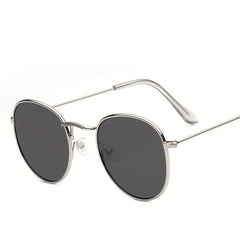 Round Metal Sunglasses Mirror Lens Glasses UV400