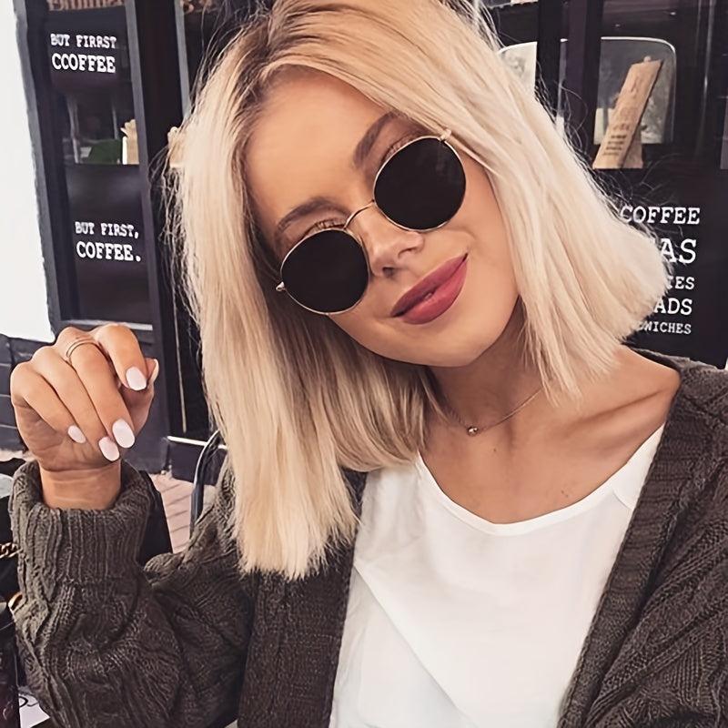 Round Metal Sunglasses Mirror Lens Glasses UV400