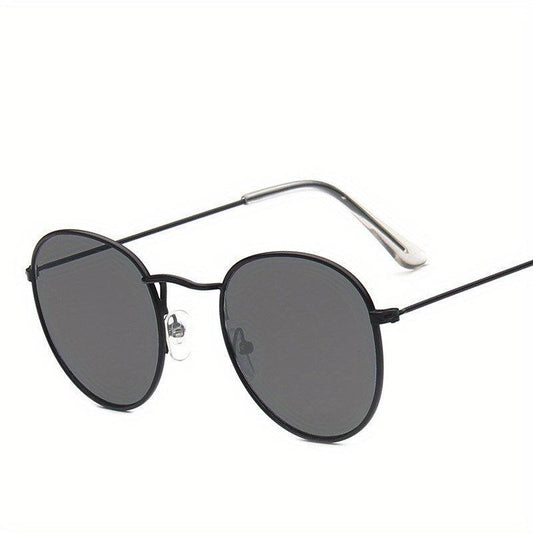 Round Metal Sunglasses Mirror Lens Glasses UV400