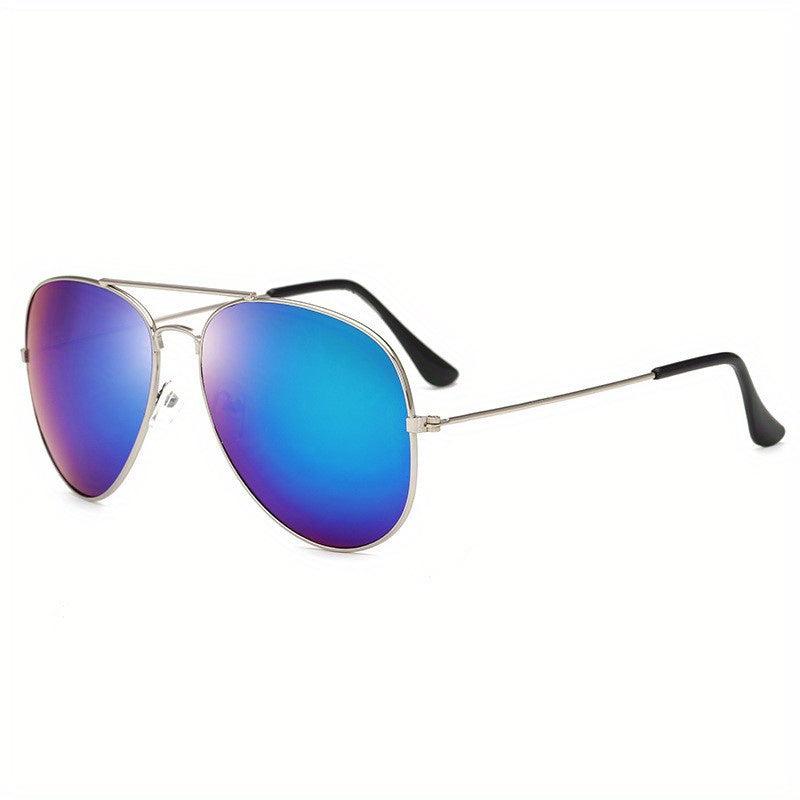 Metal Oval Frame Mirror Lens Aviator Sunglasses UV400
