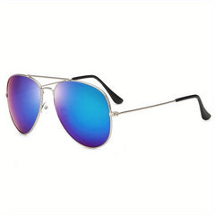Metal Oval Frame Mirror Lens Aviator Sunglasses UV400