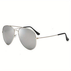 Metal Oval Frame Mirror Lens Aviator Sunglasses UV400