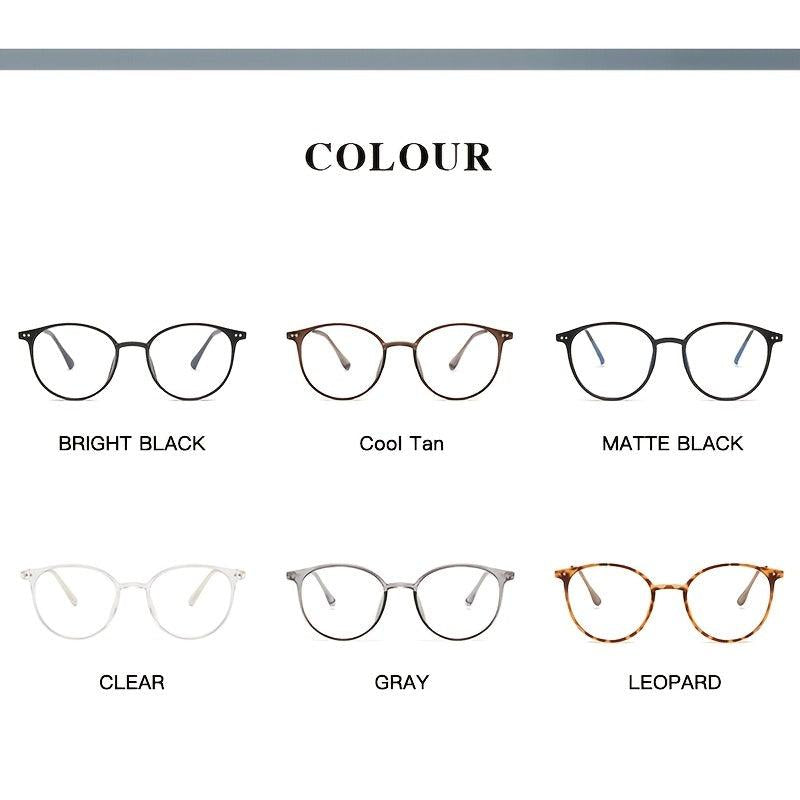 Retro Oval Clear Lens Metal Temple Glasses Light Blocking