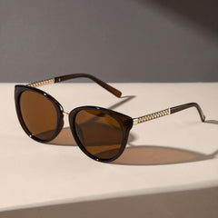 Cat Eye Sunglasses Chain Decor Temple Eyewear UV400