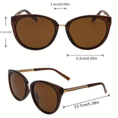 Cat Eye Sunglasses Chain Decor Temple Eyewear UV400
