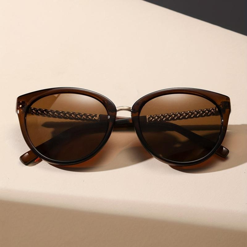 Cat Eye Sunglasses Chain Decor Temple Eyewear UV400