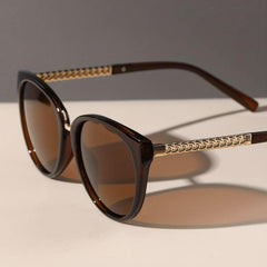Cat Eye Sunglasses Chain Decor Temple Eyewear UV400