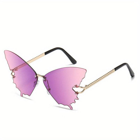 Rimless Butterfly Sunglasses Women's Gradient Shades Eyewear