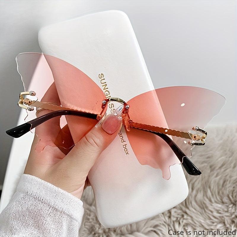Rimless Butterfly Sunglasses Women's Gradient Shades Eyewear