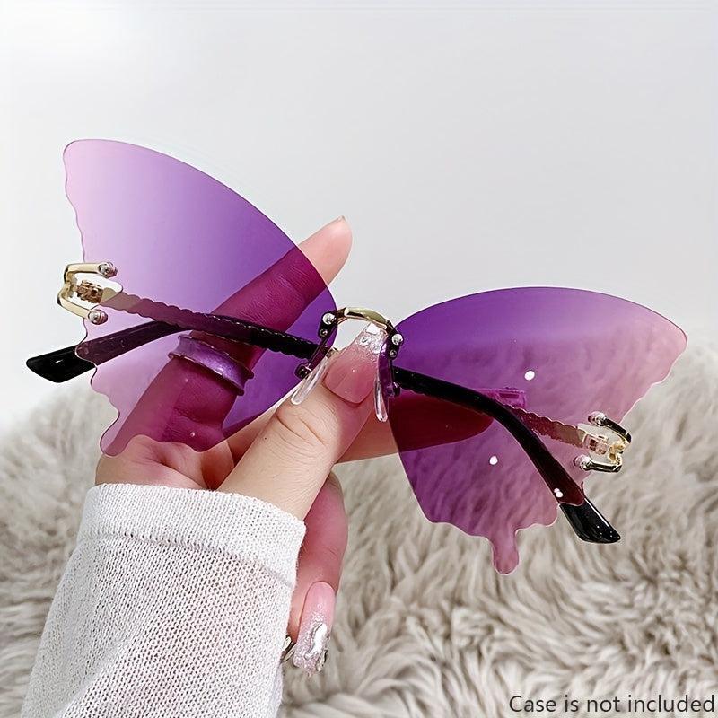 Rimless Butterfly Sunglasses Women's Gradient Shades Eyewear