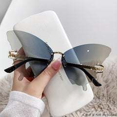 Rimless Butterfly Sunglasses Women's Gradient Shades Eyewear